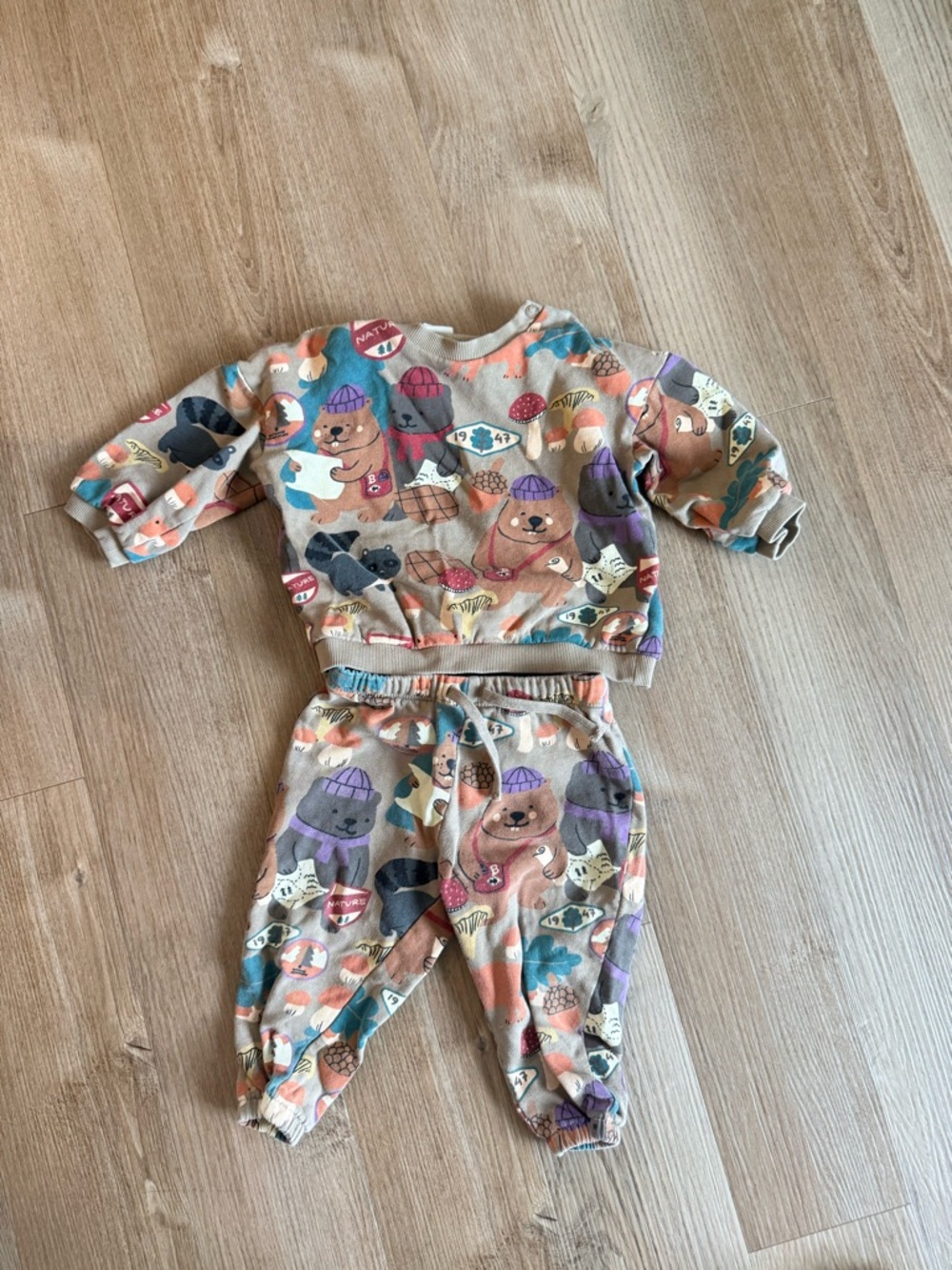 H&M Nature Print Sweatshirt & Jogger Set